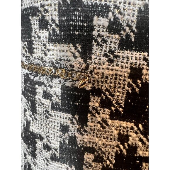 ZARA‎ WOMAN METALLIC THREAD DRESS WITH CHAIN TRIMS BLACK/WHITE Size Medium - Picture 6 of 11